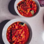 two bowls of spicy chickpea curry